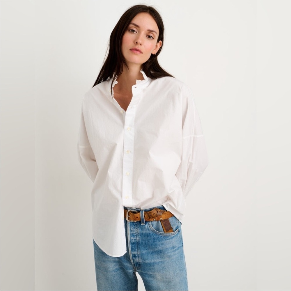 Alex Mill ruffle collared wash n go shirt L